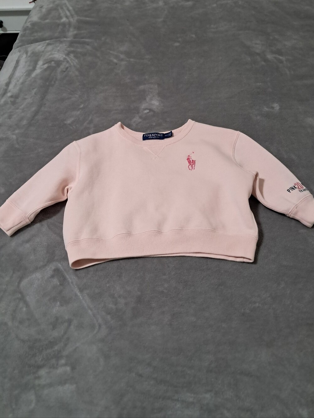 Polo Ralph Lauren 20 Years Pink Pony LOVE Girls Cropped Sweatshirt Sz. 3T